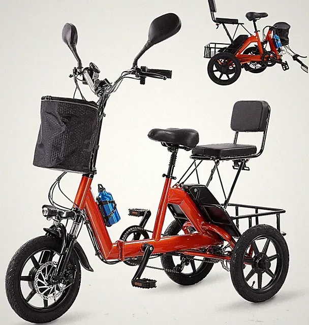 48V 350W (Peak 500W) Electric Tricycle Trike 3 wheel Folding E-bike for Adults