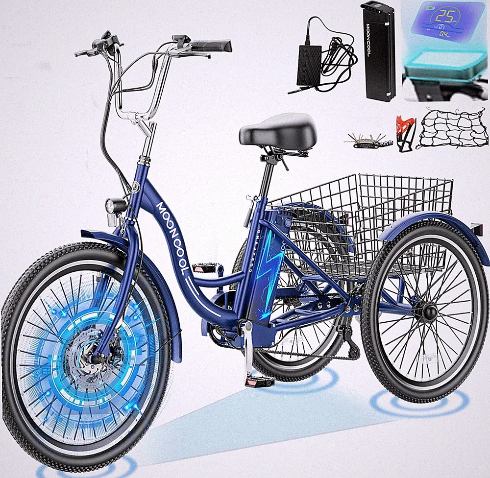 MOONCOOL 26" Electric Tricycle for Adult Motorized 3 Wheel Electric Bicycle 350W